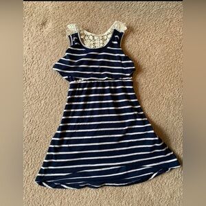 Dream Star 2T Navy Striped Summer Hi-Low Dress